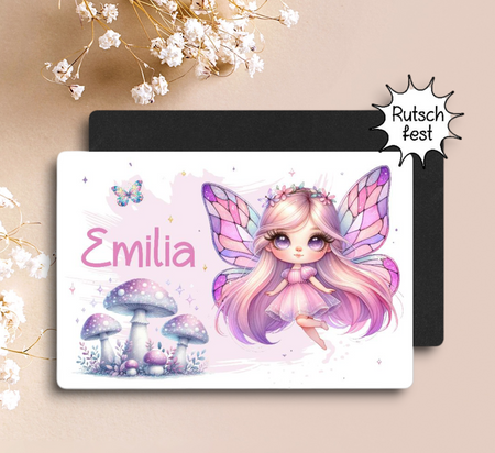 Tischset Kinder Fee personalisiert mit Name Mädchen Platzdeckchen Platzset - CreativMade 