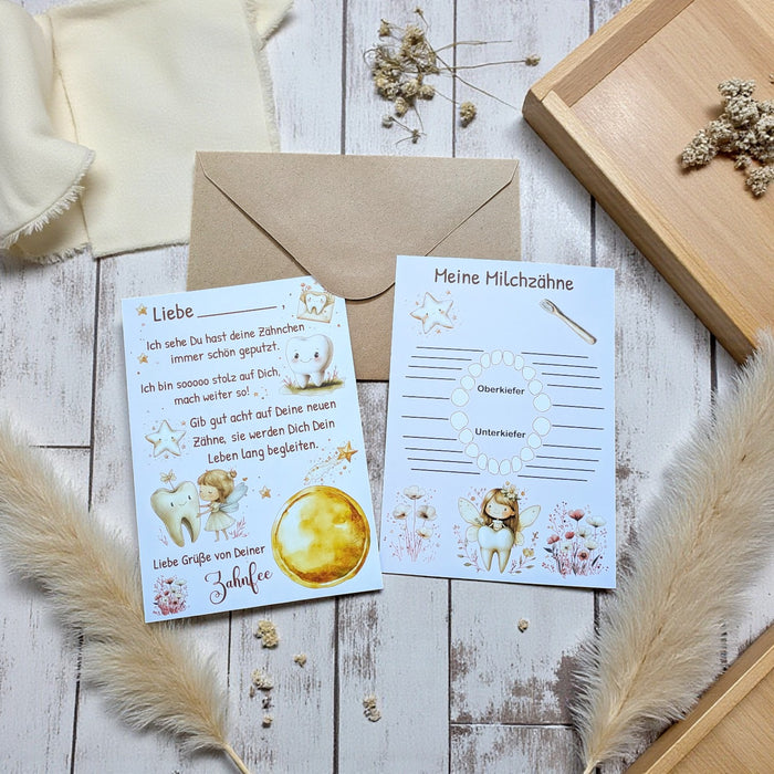 Brief von der Zahnfee Post Urkunde Mädchen Junge erster Wackelzahn Taler Zahnfee Münze Zertifikat Zahnlücke Geschenkidee - CreativMade