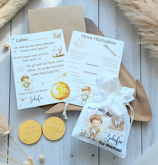 Brief von der Zahnfee Post Urkunde Mädchen Junge erster Wackelzahn Taler Zahnfee Münze Zertifikat Zahnlücke Geschenkidee - CreativMade