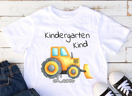 T-Shirt Kindergartenkind Bagger Junge mit Name - CreativMade 