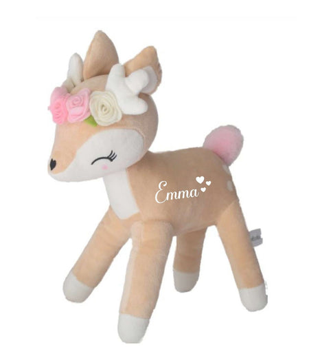 Kuscheltier Reh mit Name personalisiert Mädchen Stofftier Plüschtier Baby Geburt - CreativMade 