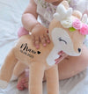 Kuscheltier Reh mit Name personalisiert Mädchen Stofftier Geburtsdatum Plüschtier Baby Geburt - CreativMade 