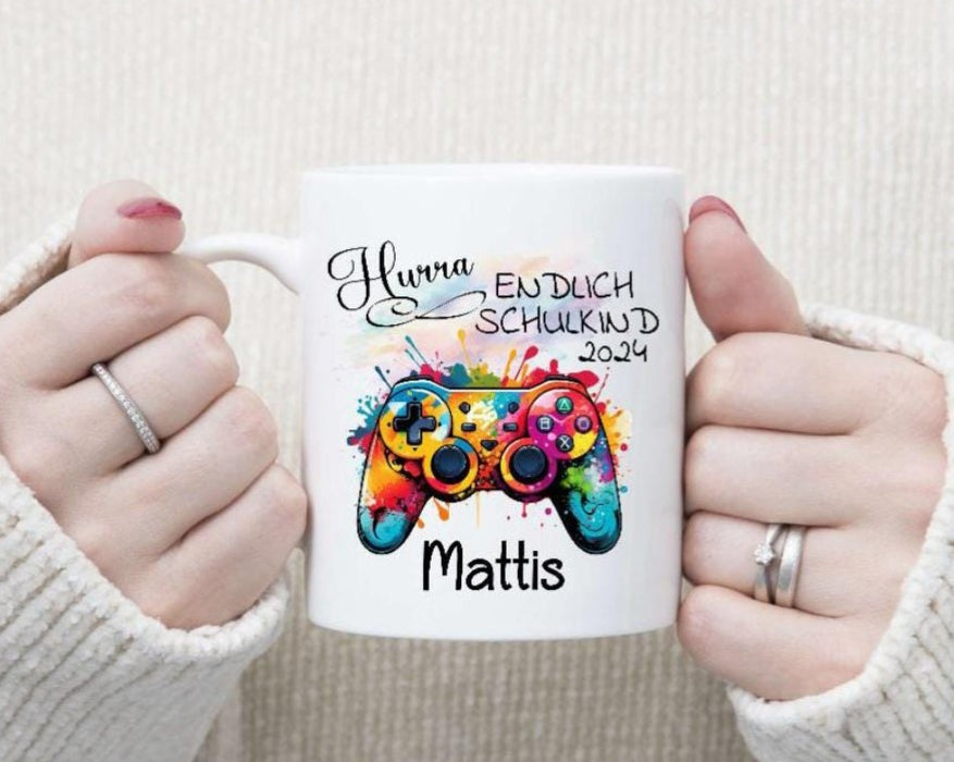 Schulkind Tasse personalisiert Controller Jungen Einschulungstasse mit Namen - CreativMade