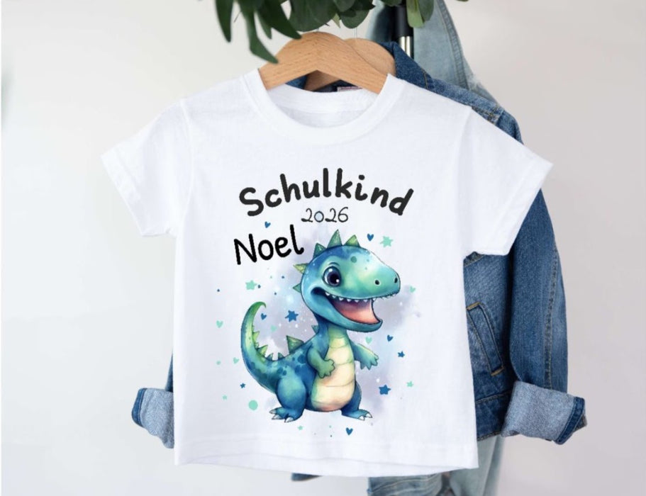 Einschulungsshirt mit Namen personalisiert Drache Jungen T-Shirt Einschulung | CreativMade .