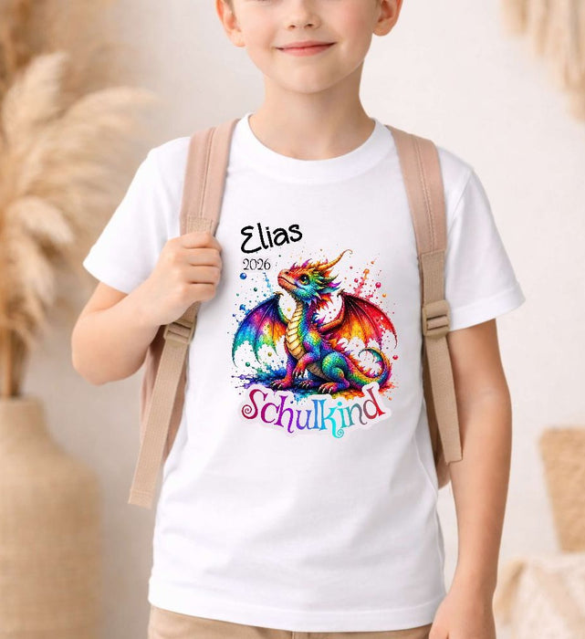 Einschulungsshirt mit Namen personalisiert Drache Jungen T-Shirt Einschulung | CreativMade .