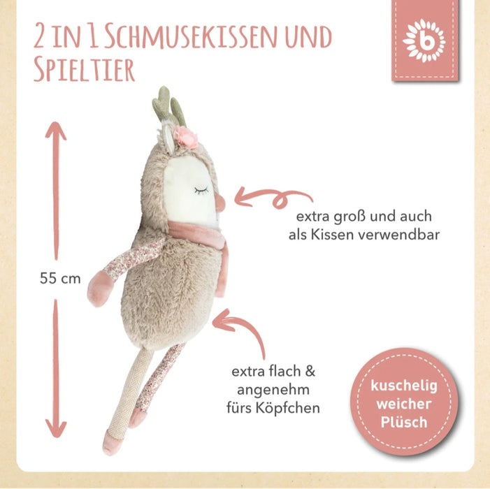 Kuscheltier Reh personalisiert Ella Bieco Kissen Schmusekissen Geburt Baby Geschenk Einschulung - CreativMade 