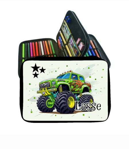 Federmäppchen mit Name Monstertruck Junge personalisiert Geschenk Einschulung Federmappe Federpenal - CreativMade