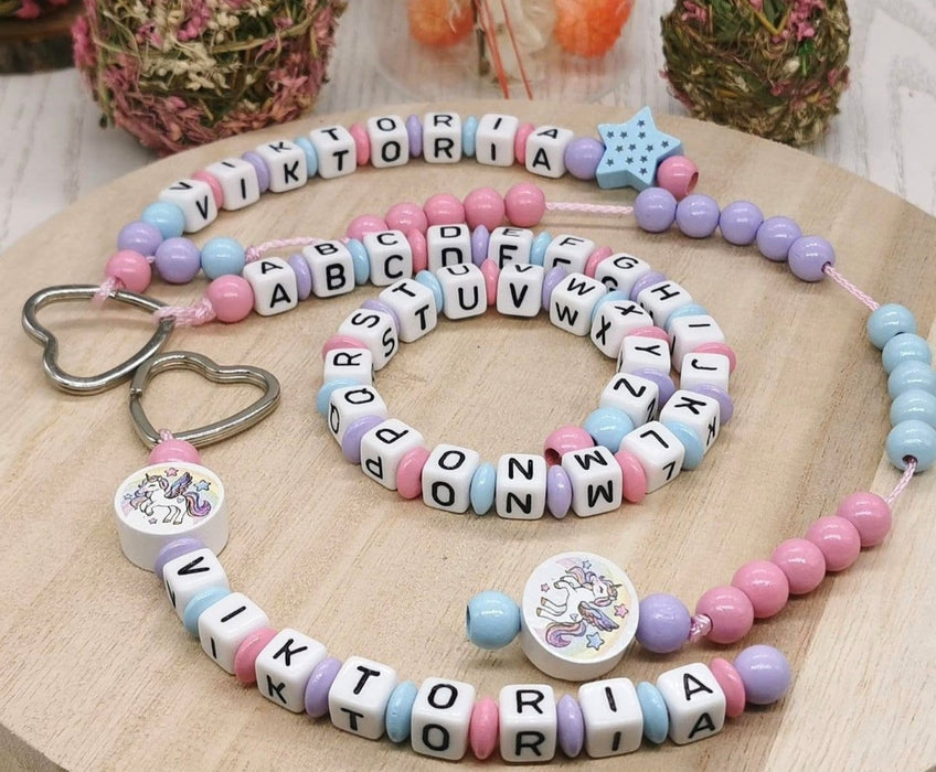 Personalisierte Rechenkette mit Namen & Holzperlen Einhorn – Lernhilfe für Kinder - CreativMade