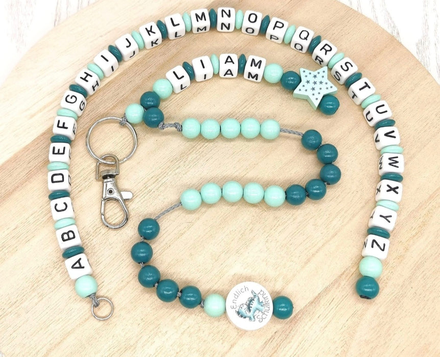Personalisierte Rechenkette mit Namen & Holzperlen Dinosaurier – Lernhilfe für Kinder - CreativMade