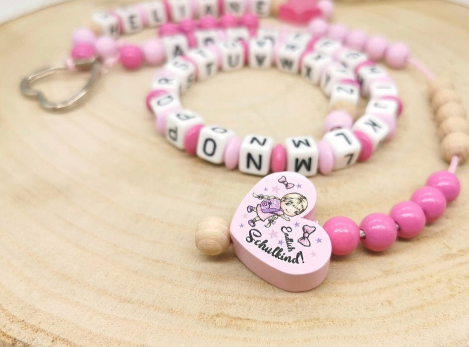 Personalisierte Rechenkette mit Namen & Holzperlen endlich Schulkind – Lernhilfe für Kinder - CreativMade