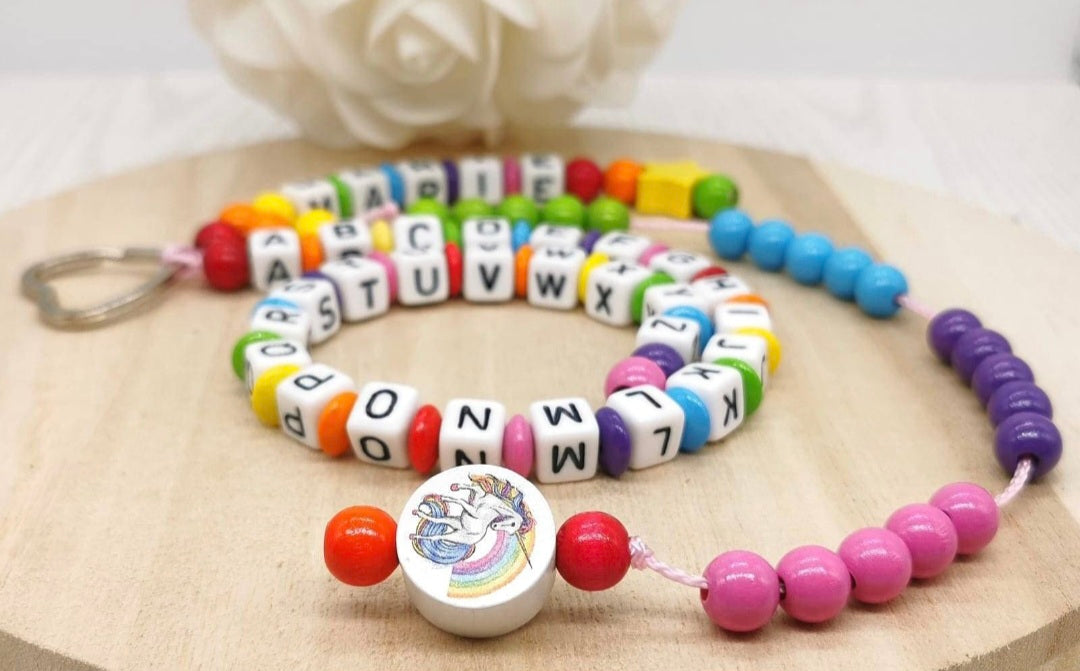 Personalisierte Rechenkette endlich Schule mit Buchstaben & Holzperlen – Lernhilfe für Kinder - CreativMade