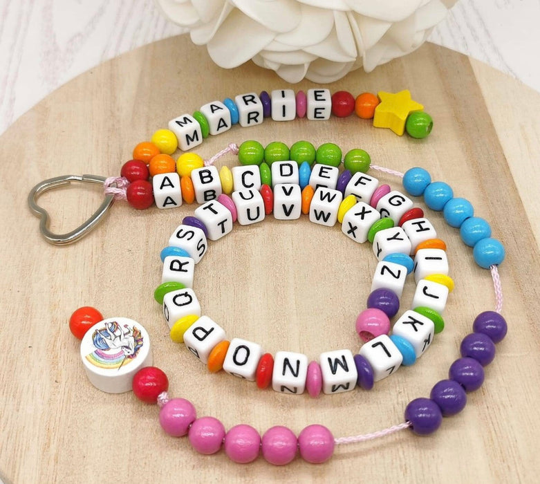 Personalisierte Rechenkette endlich Schule mit Buchstaben & Holzperlen – Lernhilfe für Kinder - CreativMade