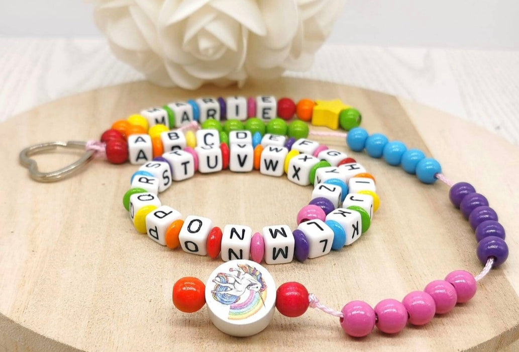 Personalisierte Rechenkette endlich Schule mit Buchstaben & Holzperlen – Lernhilfe für Kinder - CreativMade