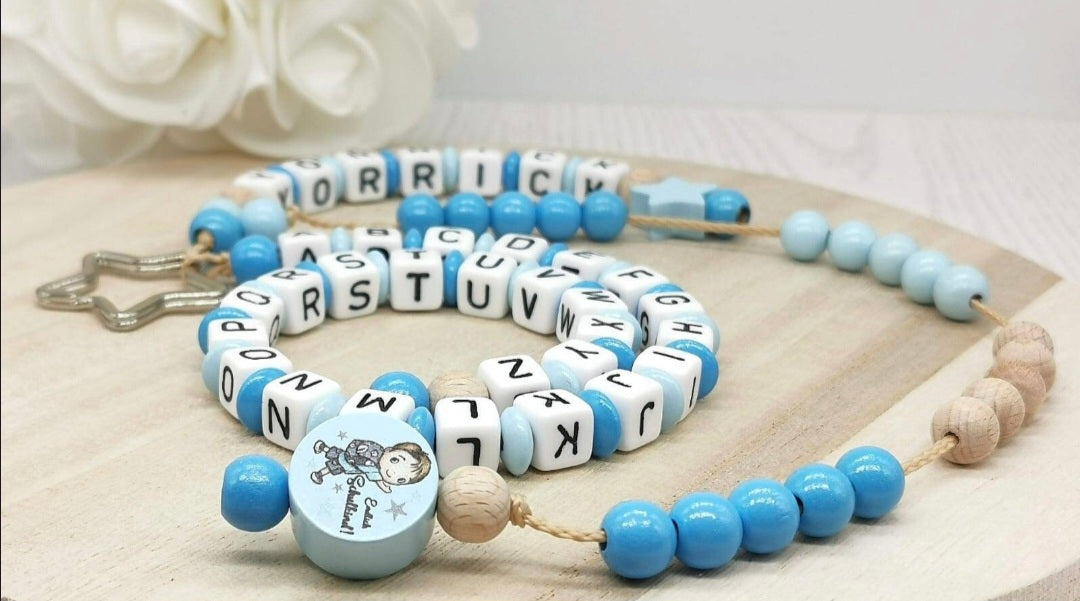 Personalisierte Rechenkette endlich Schule mit Buchstaben & Holzperlen – Lernhilfe für Kinder - CreativMade