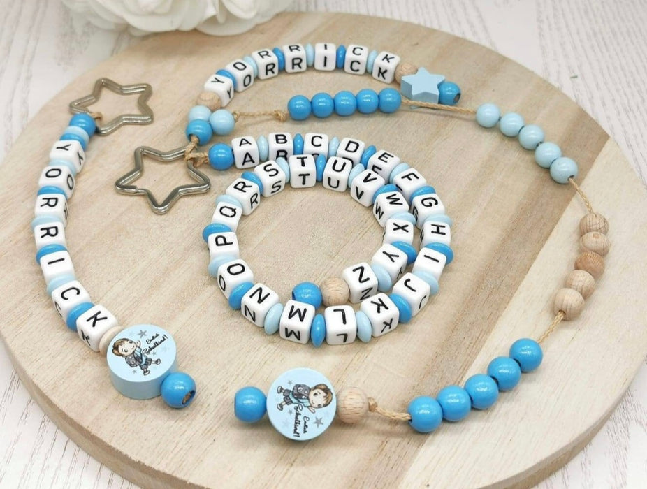 Personalisierte Rechenkette endlich Schule mit Buchstaben & Holzperlen – Lernhilfe für Kinder - CreativMade