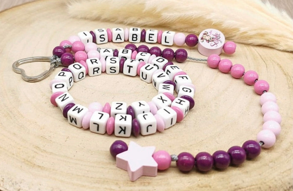 Personalisierte Rechenkette endlich Schule mit Buchstaben & Holzperlen – Lernhilfe für Kinder - CreativMade