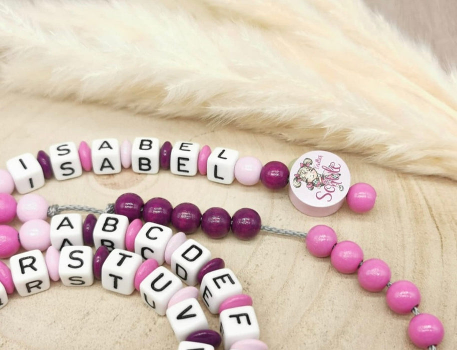 Personalisierte Rechenkette endlich Schule mit Buchstaben & Holzperlen – Lernhilfe für Kinder - CreativMade