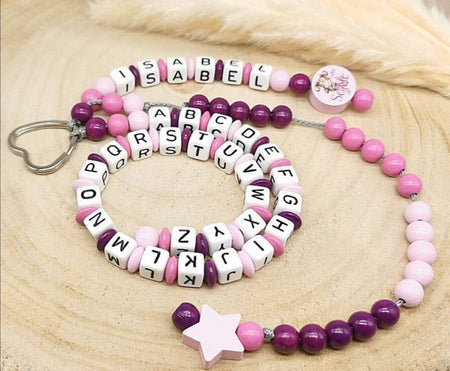 Personalisierte Rechenkette endlich Schule mit Buchstaben & Holzperlen – Lernhilfe für Kinder - CreativMade