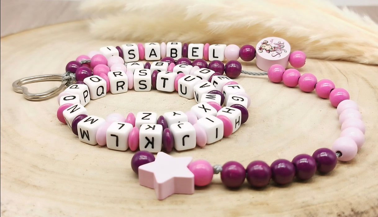 Personalisierte Rechenkette endlich Schule mit Buchstaben & Holzperlen – Lernhilfe für Kinder - CreativMade