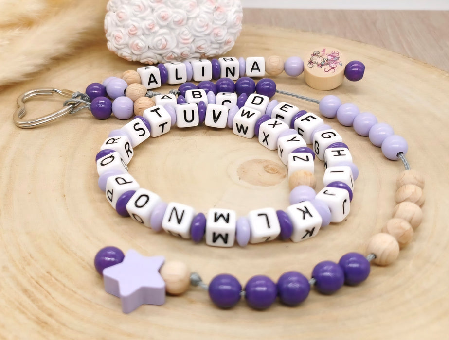 Personalisierte Rechenkette endlich Schule mit Buchstaben & Holzperlen – Lernhilfe für Kinder - CreativMade
