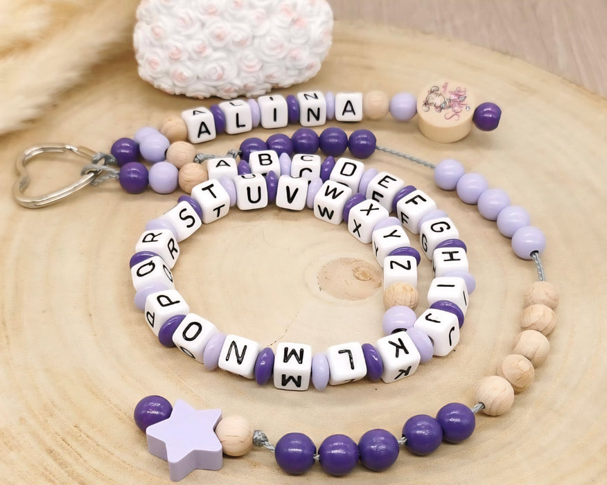 Personalisierte Rechenkette endlich Schule mit Buchstaben & Holzperlen – Lernhilfe für Kinder - CreativMade