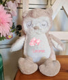Personalisierte Kuscheltier-Eule mit Namen – bedruckt & individuell – Geschenk zur Geburt, Taufe oder Geburtstag – Babygeschenk mit Herz - CreativMade 