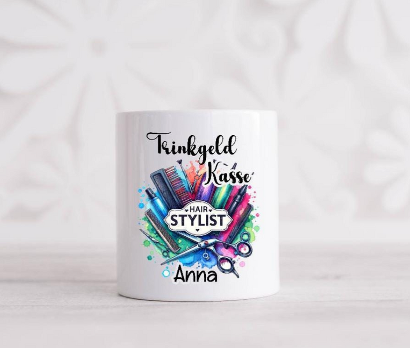 Trinkgeldkasse für Friseure & Coiffeure aus Keramik Trinkgelbox - CreativMade