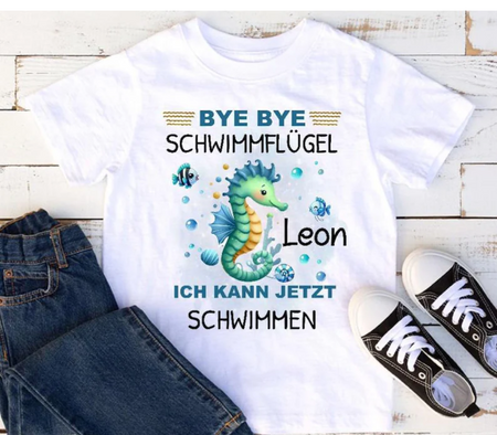 Seepferdchen T-Shirt Kinder personalisiert Jungen – Geschenk zum Schwimmabzeichen & Schwimmkurs - CreativMade 