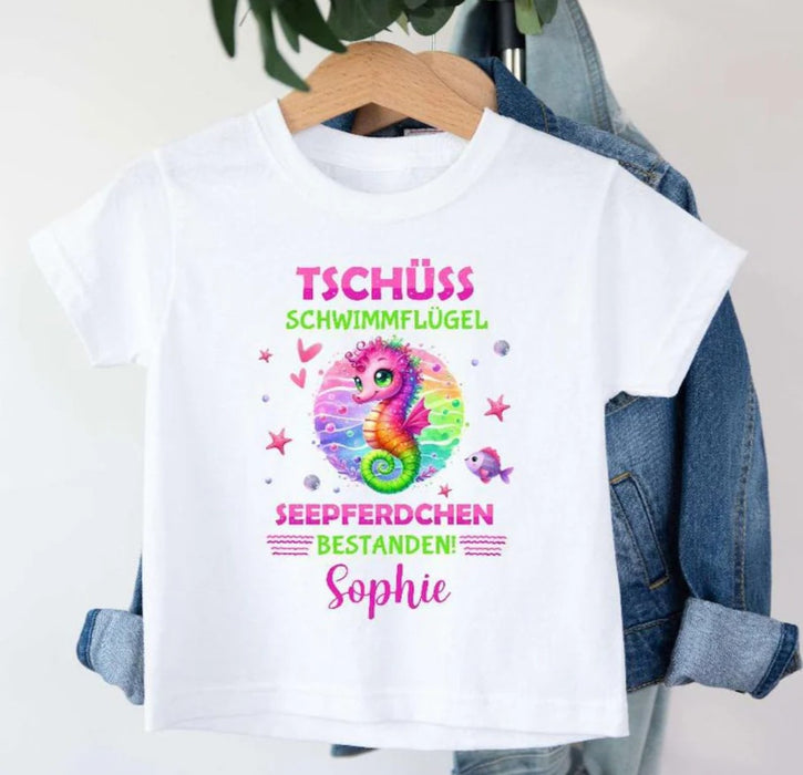 Seepferdchen T-Shirt Kinder personalisiert – Geschenk zum Schwimmabzeichen & Schwimmkurs - CreativMade 