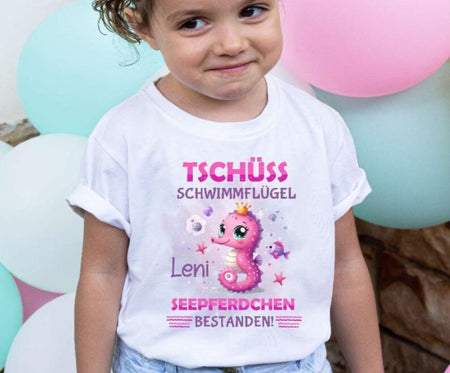 Seepferdchen T-Shirt Kinder personalisiert – Geschenk zum Schwimmabzeichen & Schwimmkurs - CreativMade 