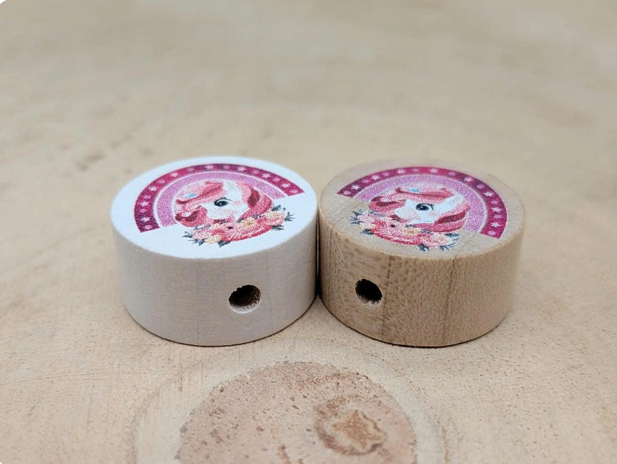 Motivperlen & Motivscheibe Einhorn aus Holz – Bastelmaterial für Schnullerketten, Anhänger & kreative DIY-Ideen - CreativMade 