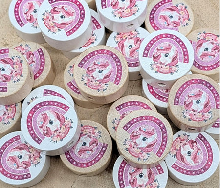 Motivperlen & Motivscheibe Einhorn aus Holz – Bastelmaterial für Schnullerketten, Anhänger & kreative DIY-Ideen - CreativMade 