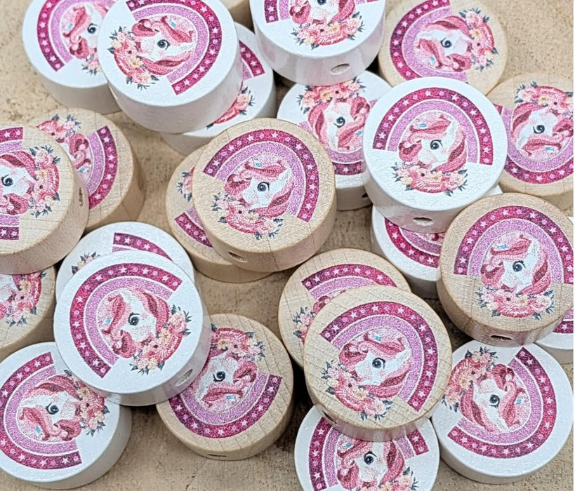 Motivperlen & Motivscheibe Einhorn aus Holz – Bastelmaterial für Schnullerketten, Anhänger & kreative DIY-Ideen - CreativMade 