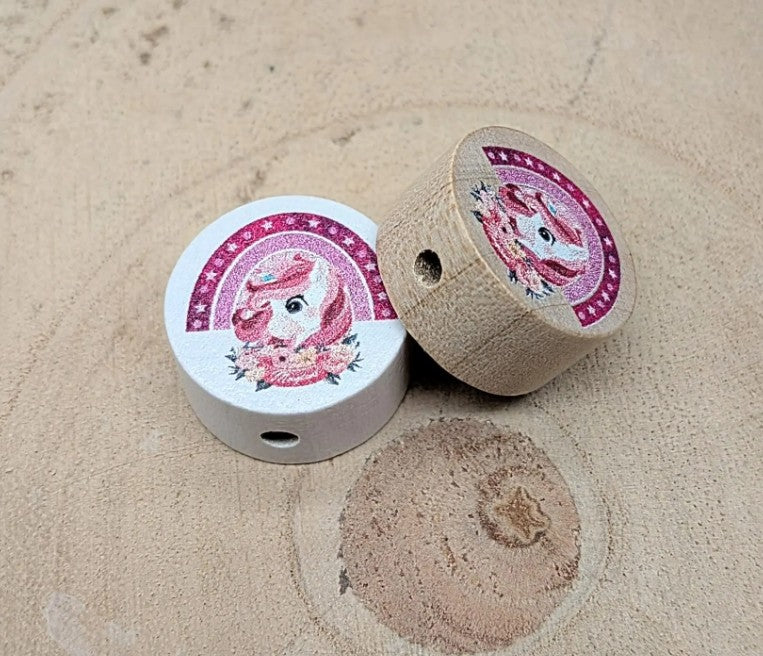 Motivperlen & Motivscheibe Einhorn aus Holz – Bastelmaterial für Schnullerketten, Anhänger & kreative DIY-Ideen - CreativMade 
