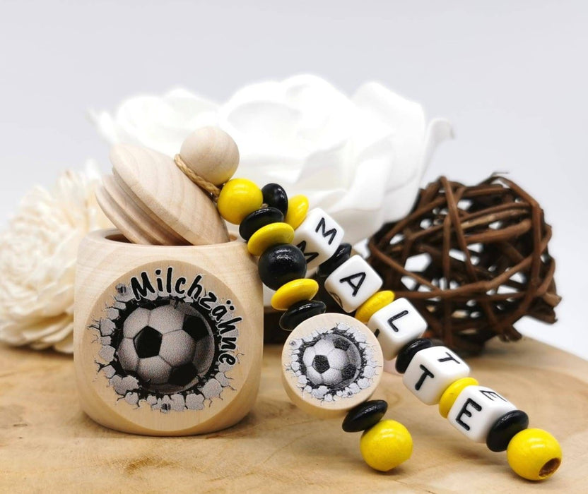 Milchzahndose Fußball Jungen personalisierte Zahndose mit Namen - CreativMade