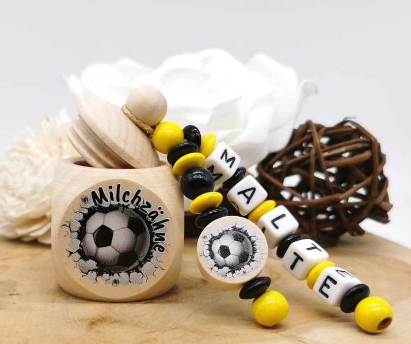 Milchzahndose Fußball Jungen personalisierte Zahndose mit Namen - CreativMade