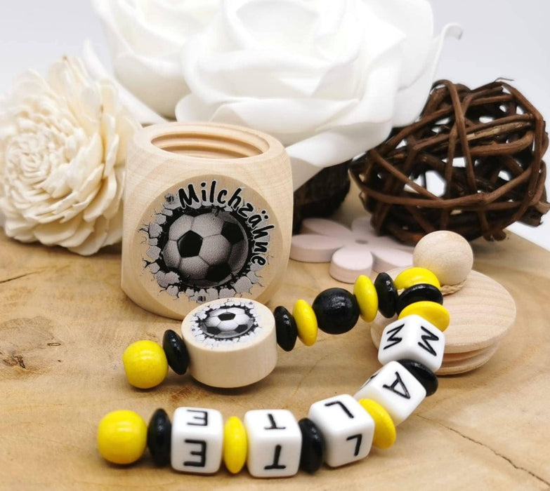 Milchzahndose Fußball Jungen personalisierte Zahndose mit Namen - CreativMade