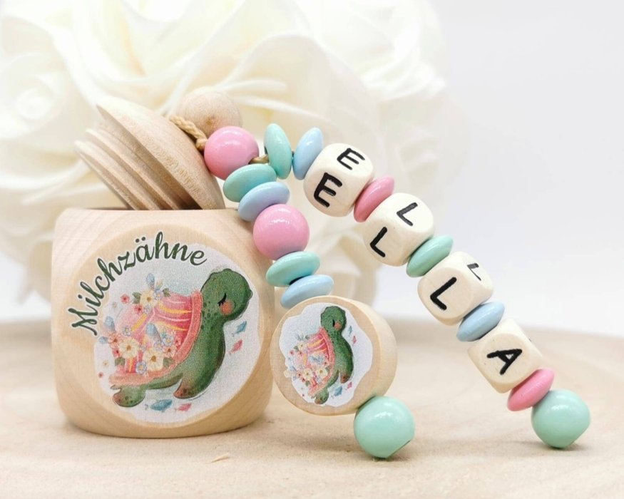 Milchzahndose Schildkröte Mädchen personalisierte Zahndose mit Namen | CreativMade .