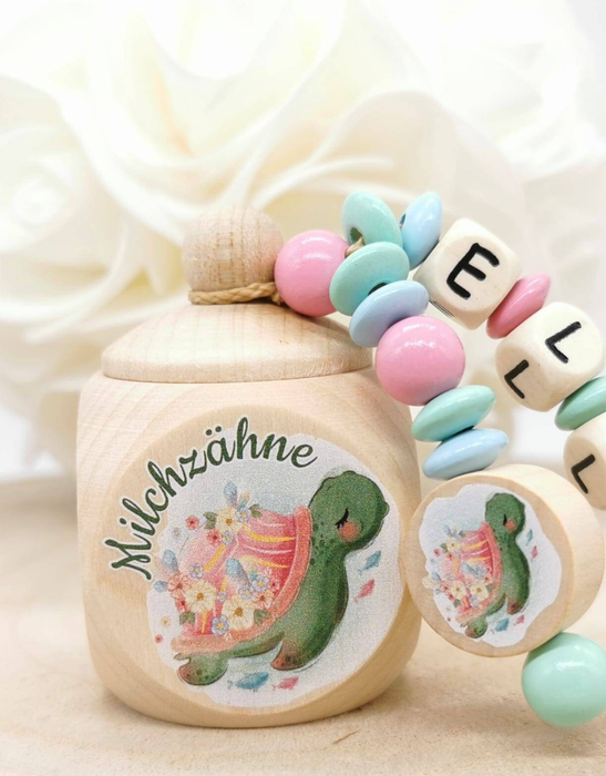Milchzahndose Schildkröte Mädchen personalisierte Zahndose mit Namen | CreativMade .