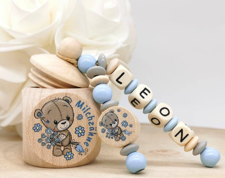 Milchzahndose Teddybär Jungen personalisierte Zahndose mit Namen - CreativMade
