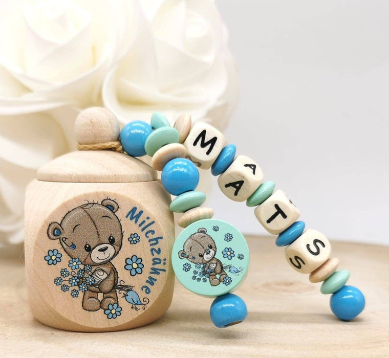Milchzahndose Teddybär Jungen personalisierte Zahndose mit Namen - CreativMade