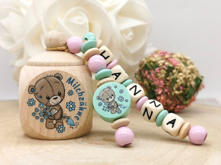 Milchzahndose Teddybär Jungen personalisierte Zahndose mit Namen - CreativMade