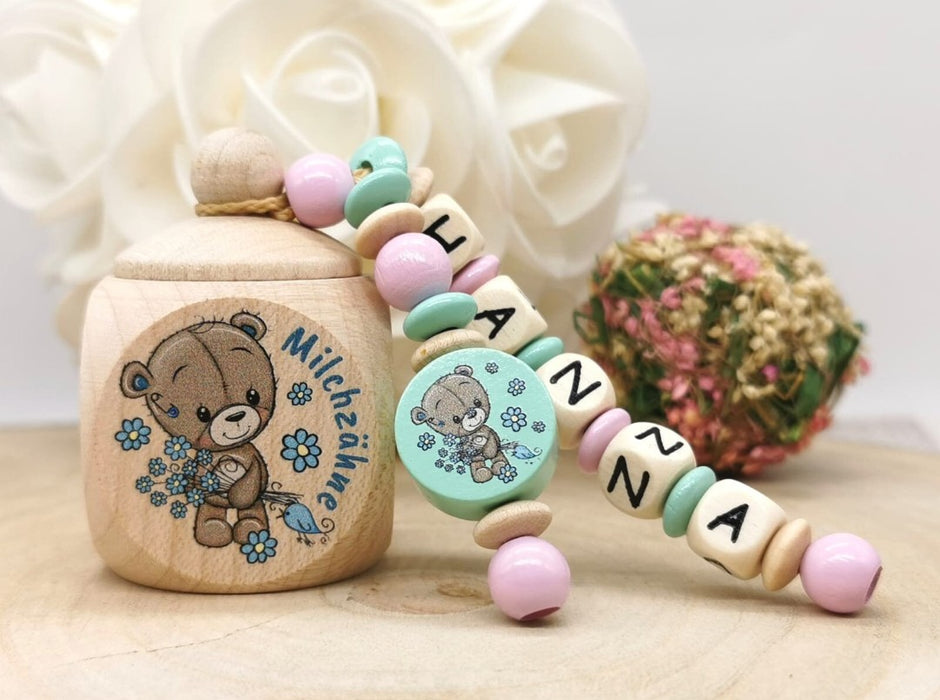 Milchzahndose Teddybär Jungen personalisierte Zahndose mit Namen - CreativMade