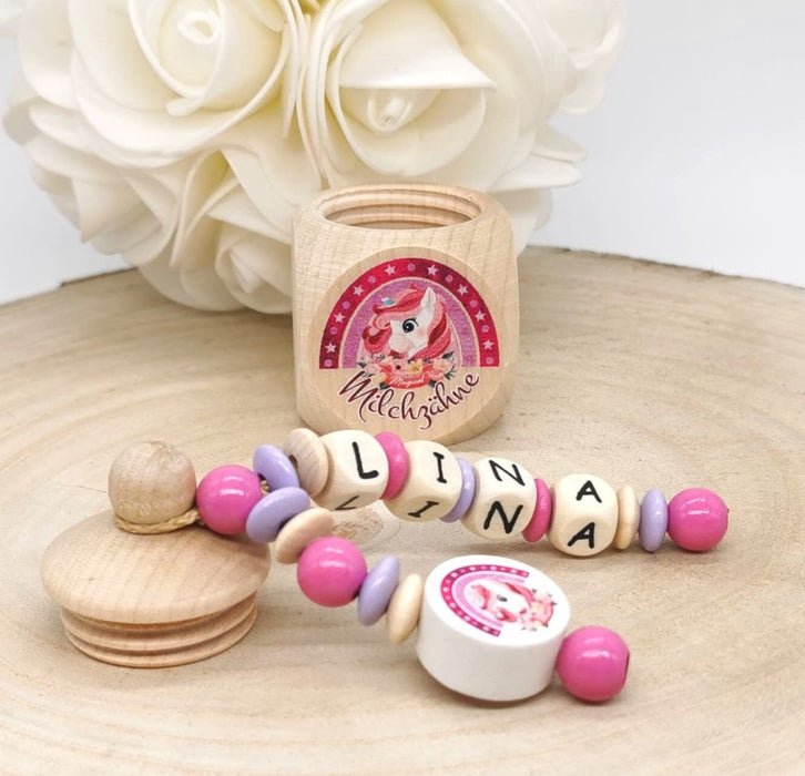 Milchzahndose Einhorn Mädchen personalisierte Zahndose mit Namen - CreativMade