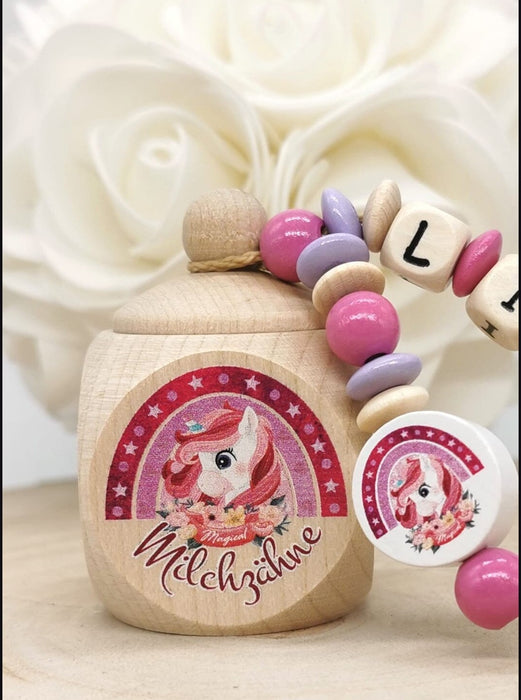 Milchzahndose Einhorn Mädchen personalisierte Zahndose mit Namen - CreativMade