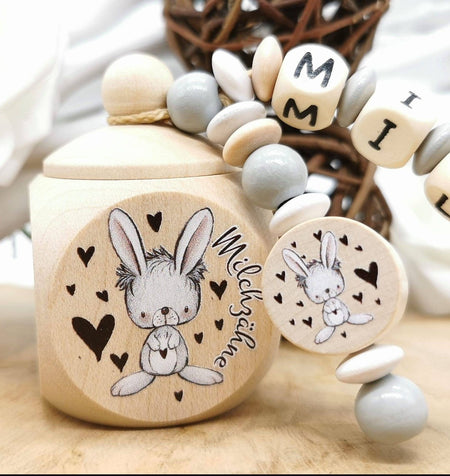 Milchzahndose Hase Mädchen personalisierte Zahndose mit Namen - CreativMade
