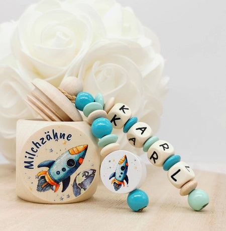 Milchzahndose Rakete Jungen personalisierte Zahndose mit Namen - CreativMade