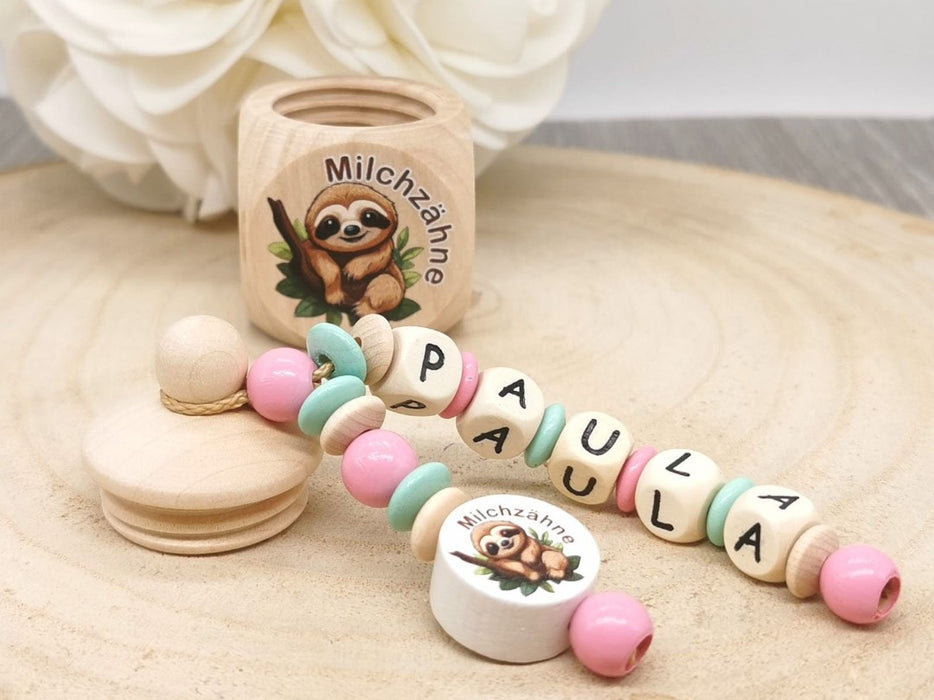 Milchzahndose Faultier Mädchen personalisierte Zahndose mit Namen - CreativMade