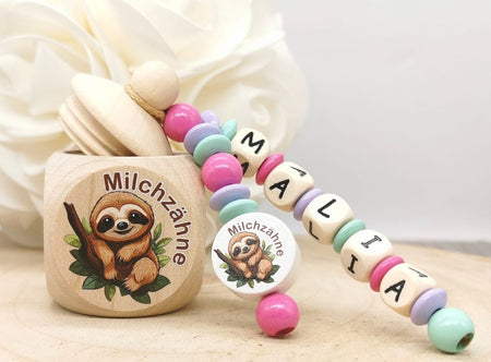 Milchzahndose Faultier Mädchen personalisierte Zahndose mit Namen - CreativMade