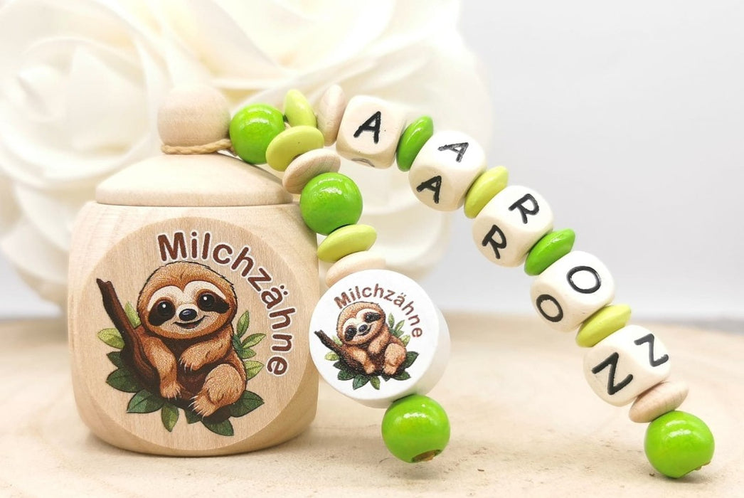 Milchzahndose Faultier Mädchen personalisierte Zahndose mit Namen - CreativMade